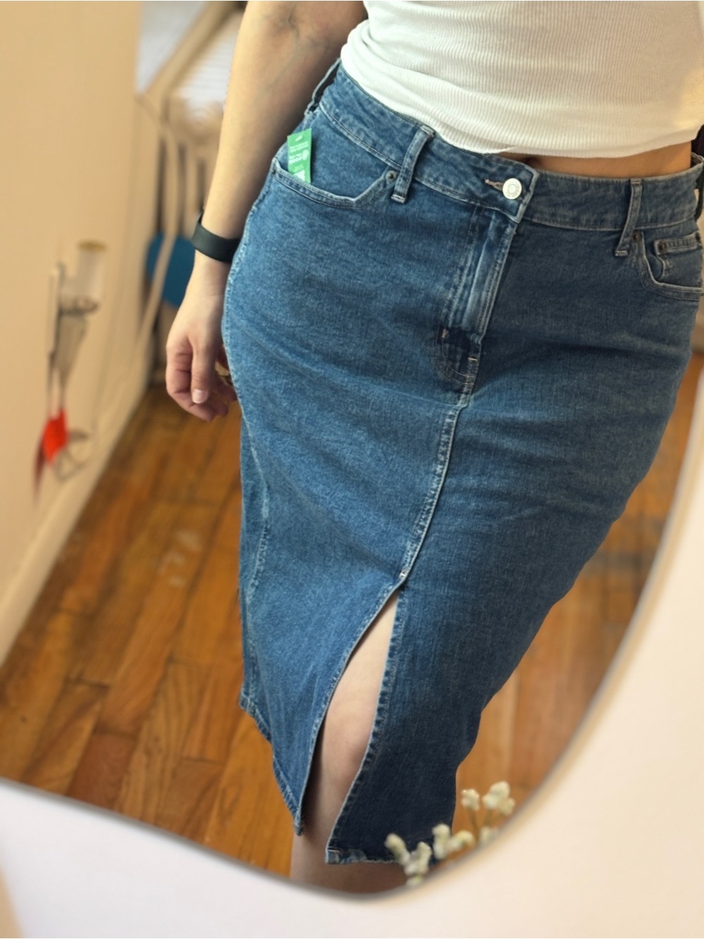 GAP Blue Denim Pencil Skirt with Front Slit